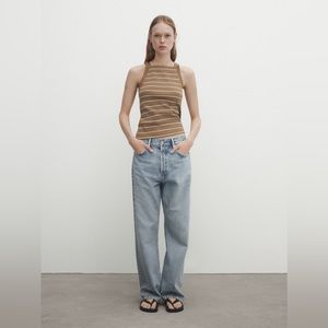 Massimo Dutti Brown Striped Halter Top